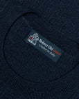 Robert Old - Navy Knitted Linen and Cotton Textured Crew Neck T-Shirt TEE SHIRTS Robert Old