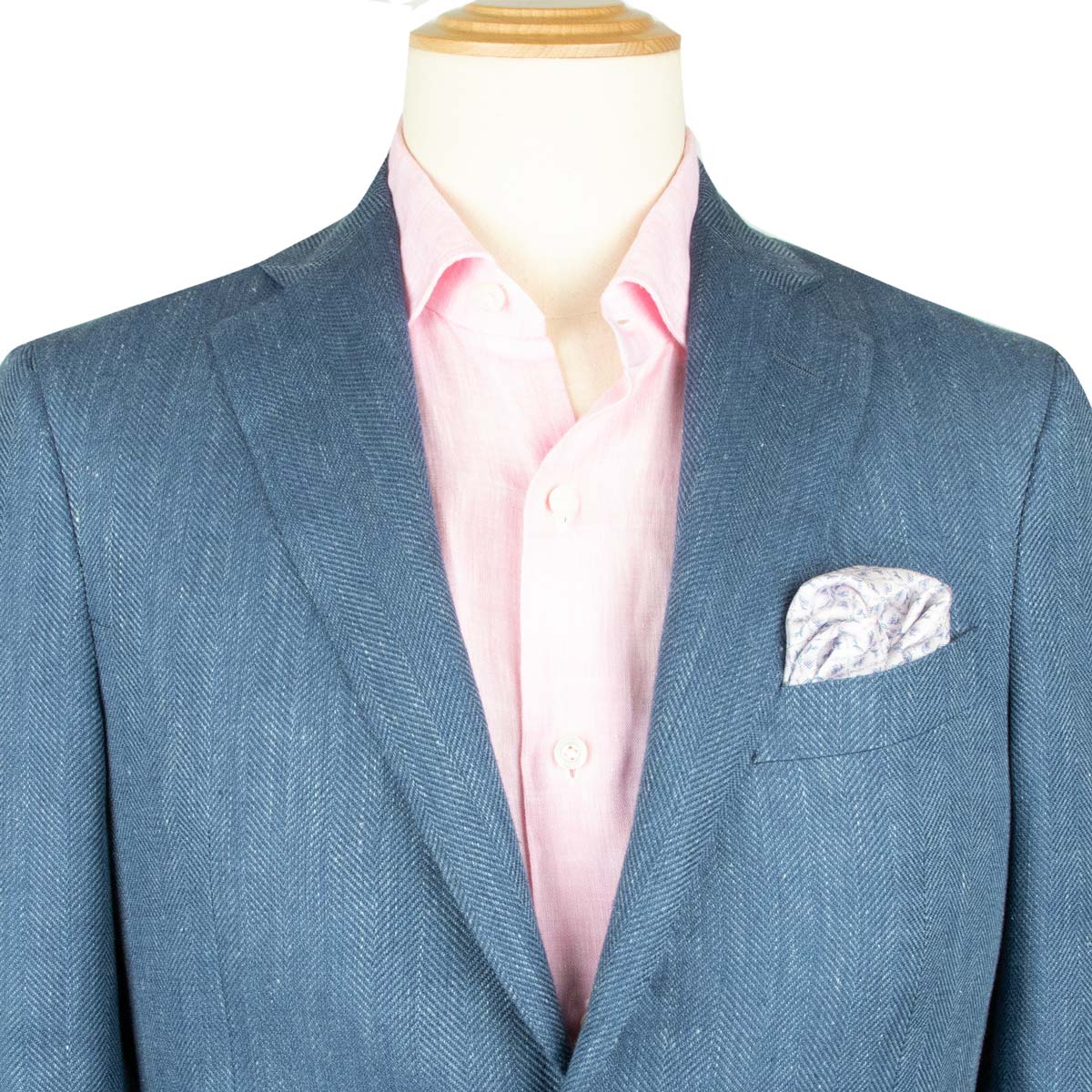 Robert Old - Mid Blue Herringbone Wool & Linen Jacket JACKETS Robert Old