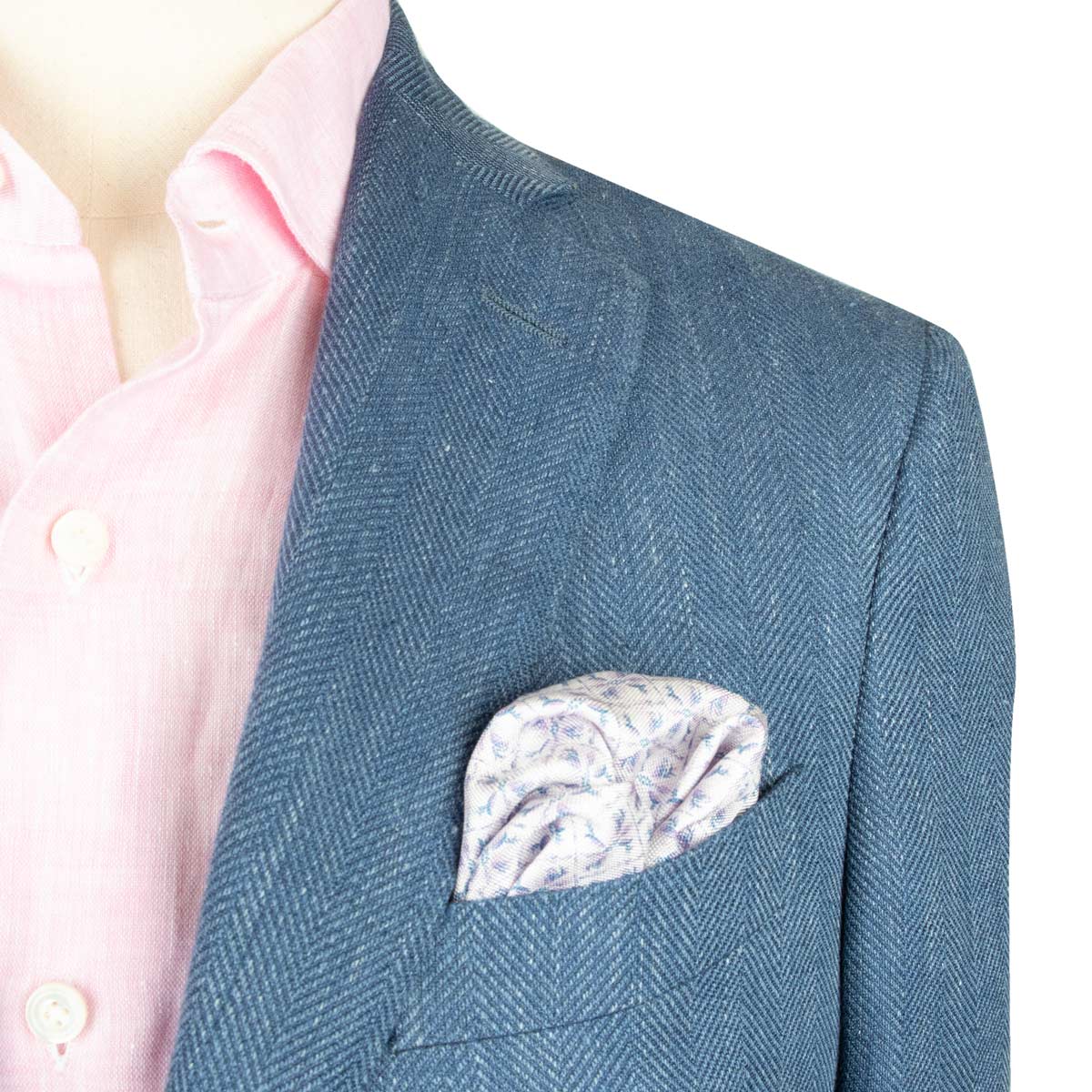 Robert Old - Mid Blue Herringbone Wool & Linen Jacket JACKETS Robert Old