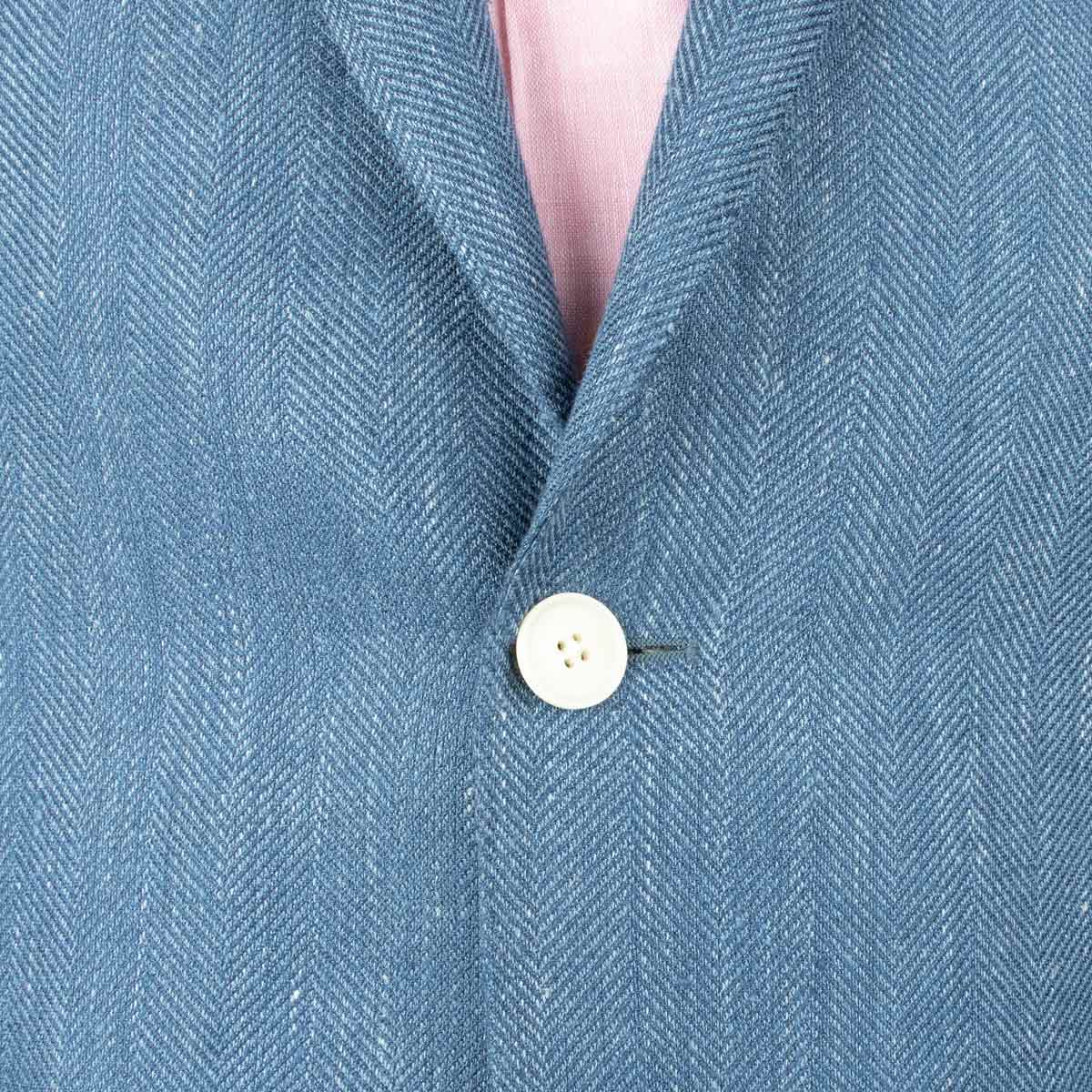 Robert Old - Mid Blue Herringbone Wool &amp; Linen Jacket JACKETS Robert Old