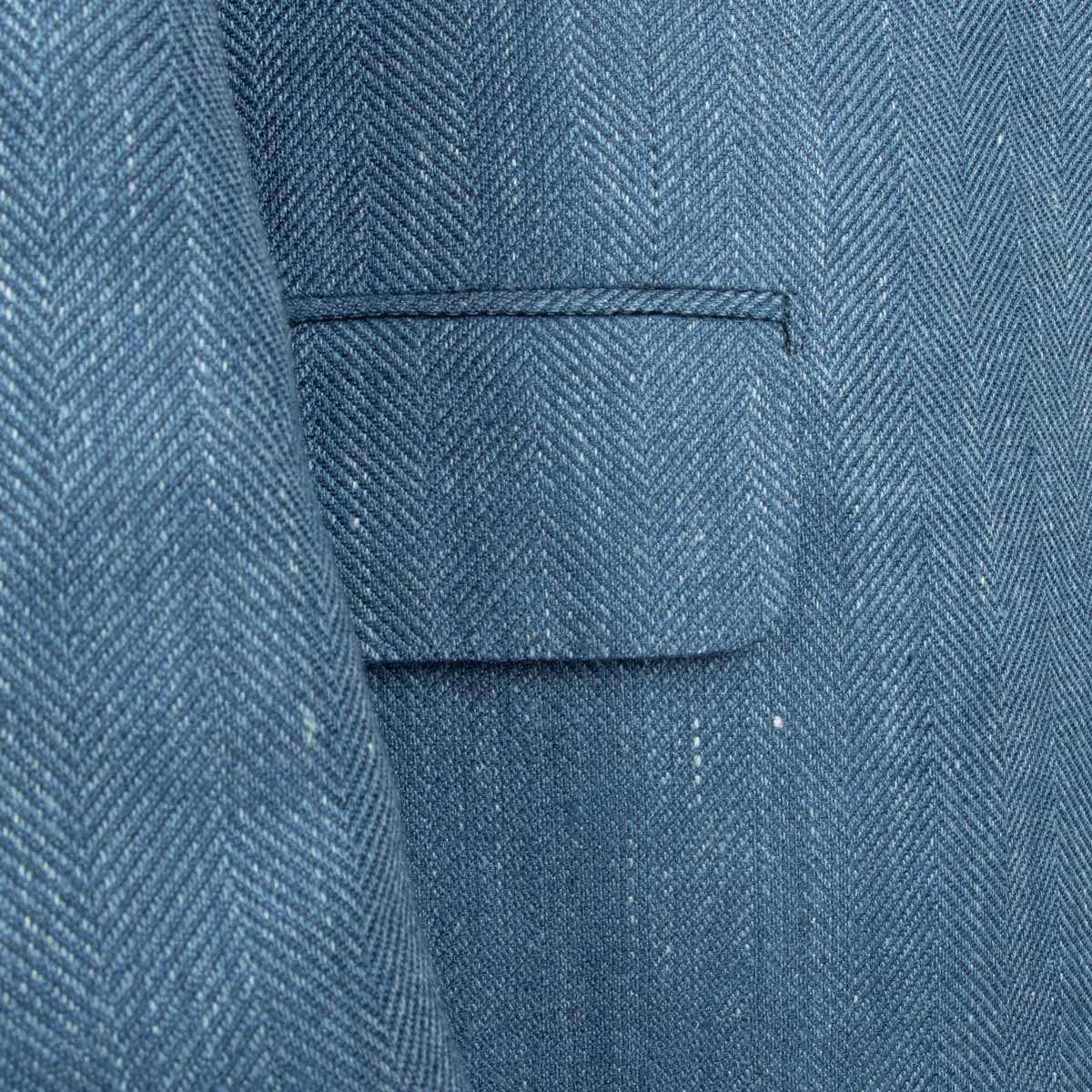 Robert Old - Mid Blue Herringbone Wool &amp; Linen Jacket JACKETS Robert Old