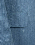 Robert Old - Mid Blue Herringbone Wool & Linen Jacket JACKETS Robert Old