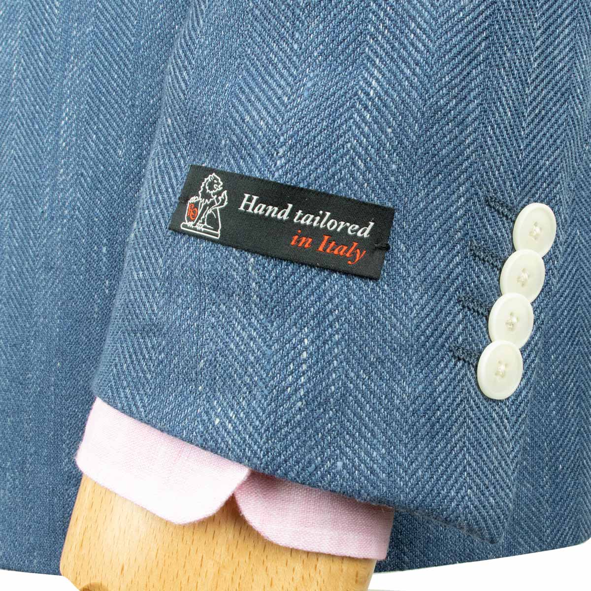 Robert Old - Mid Blue Herringbone Wool &amp; Linen Jacket JACKETS Robert Old