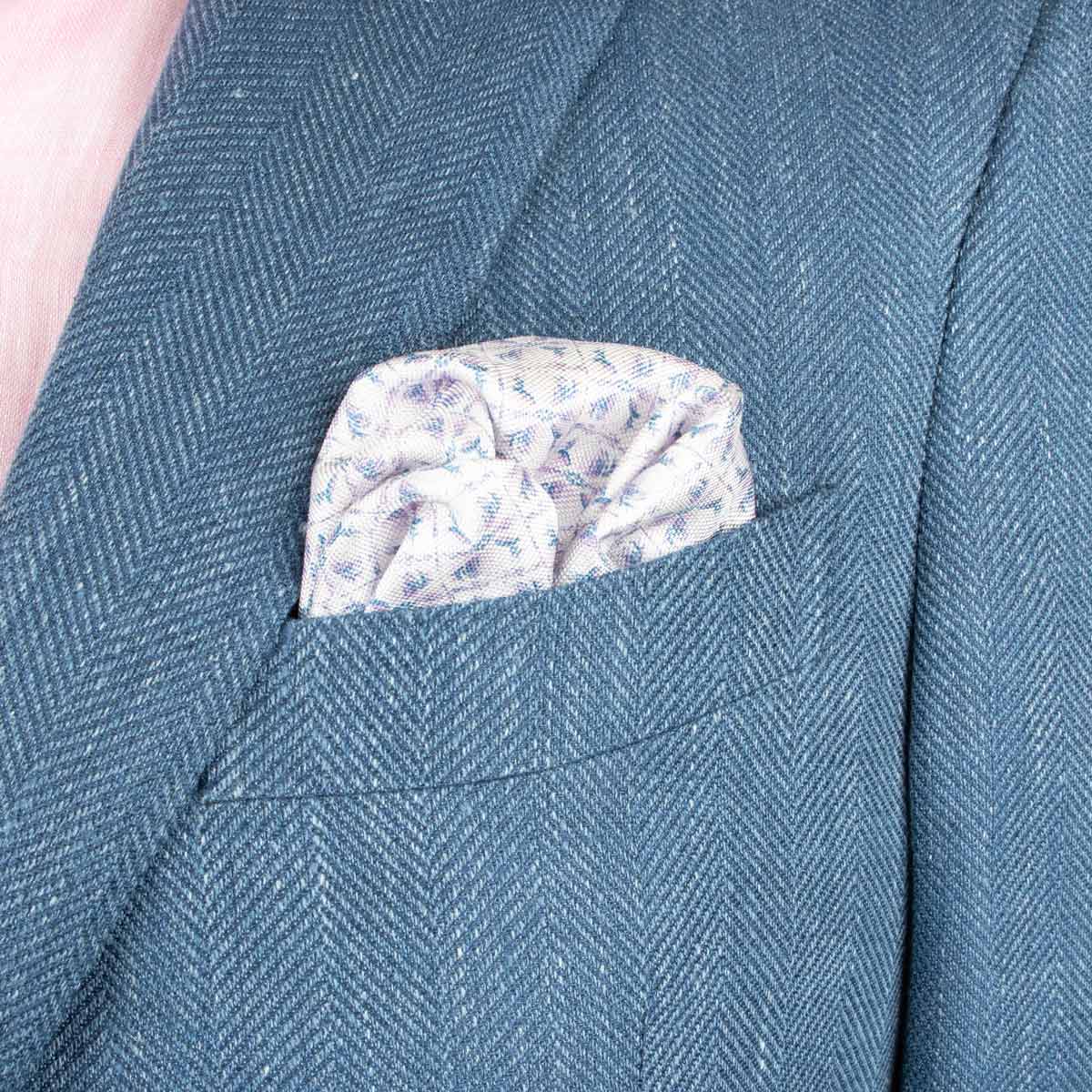 Robert Old - Mid Blue Herringbone Wool &amp; Linen Jacket JACKETS Robert Old