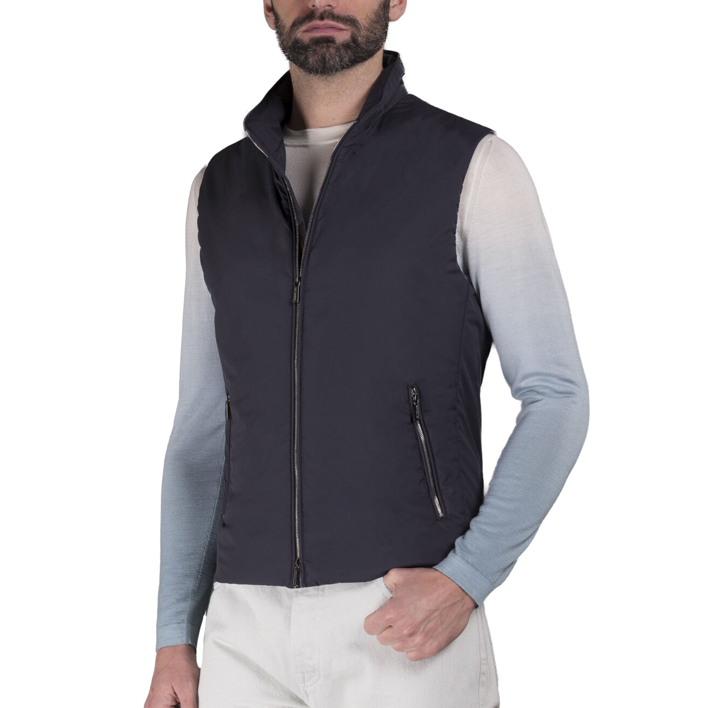 Moorer - Navy Blue 'Senio' Lightweight Padded Gilet BLOUSONS MooRER