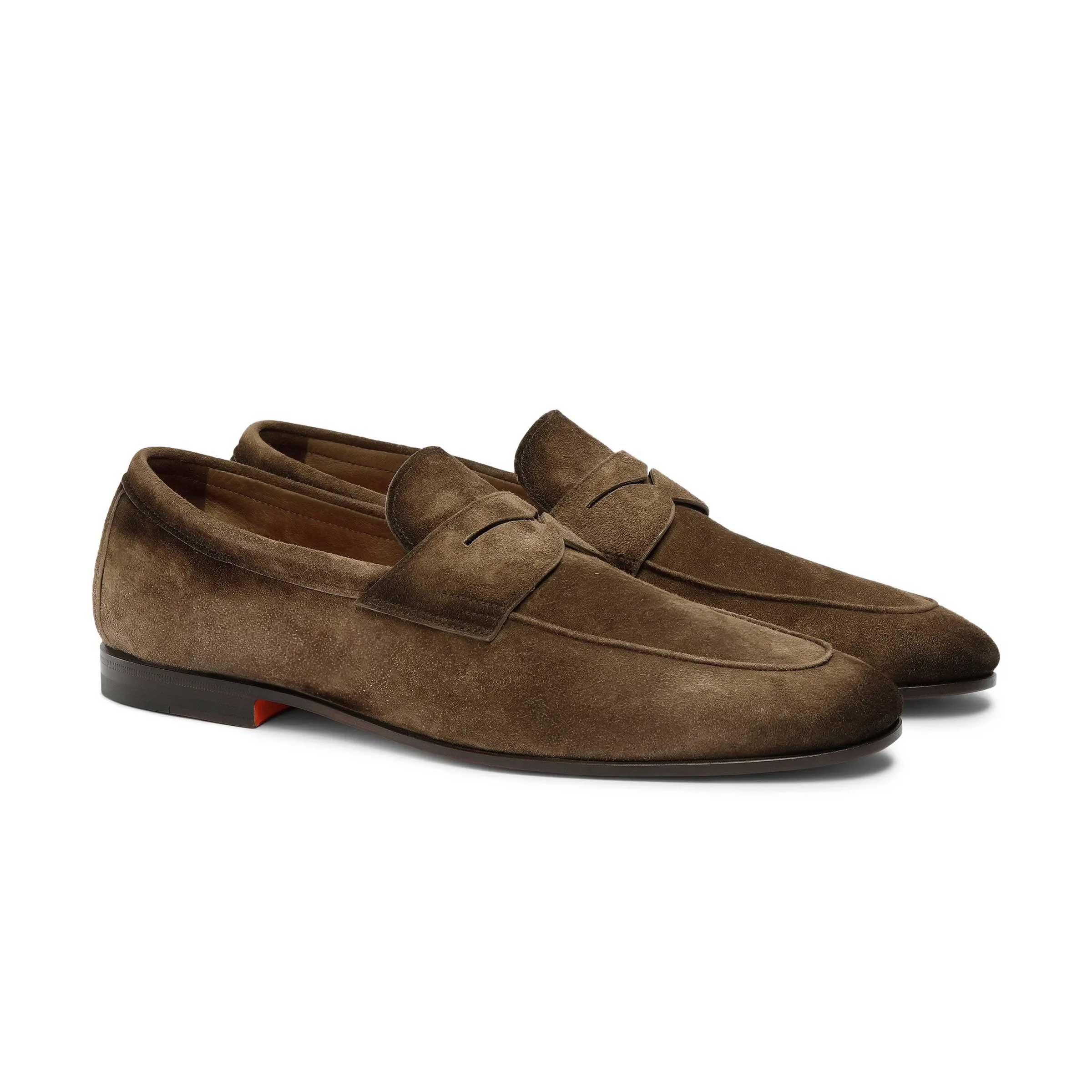 Santoni - Light Brown Suede Carlo Penny Loafer SHOES Santoni