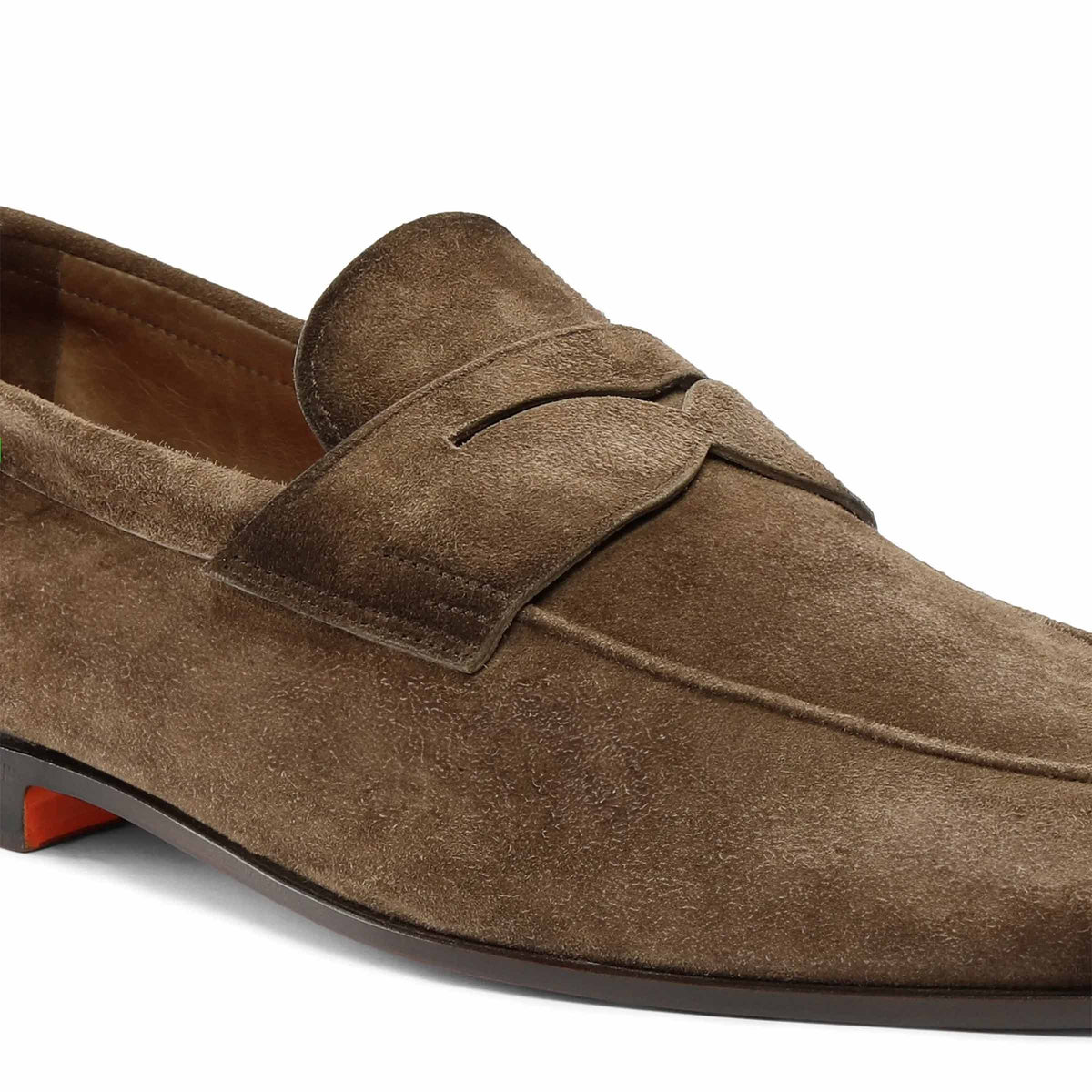 Santoni - Light Brown Suede Carlo Penny Loafer SHOES Santoni