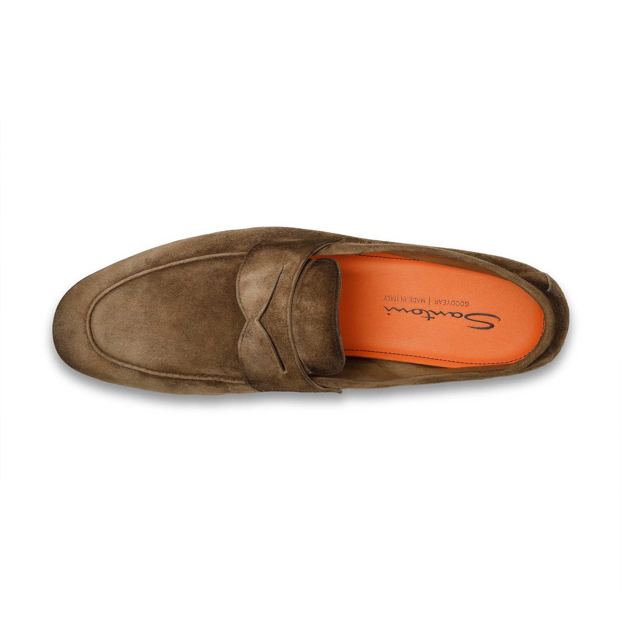 Santoni - Light Brown Suede Carlo Penny Loafer SHOES Santoni