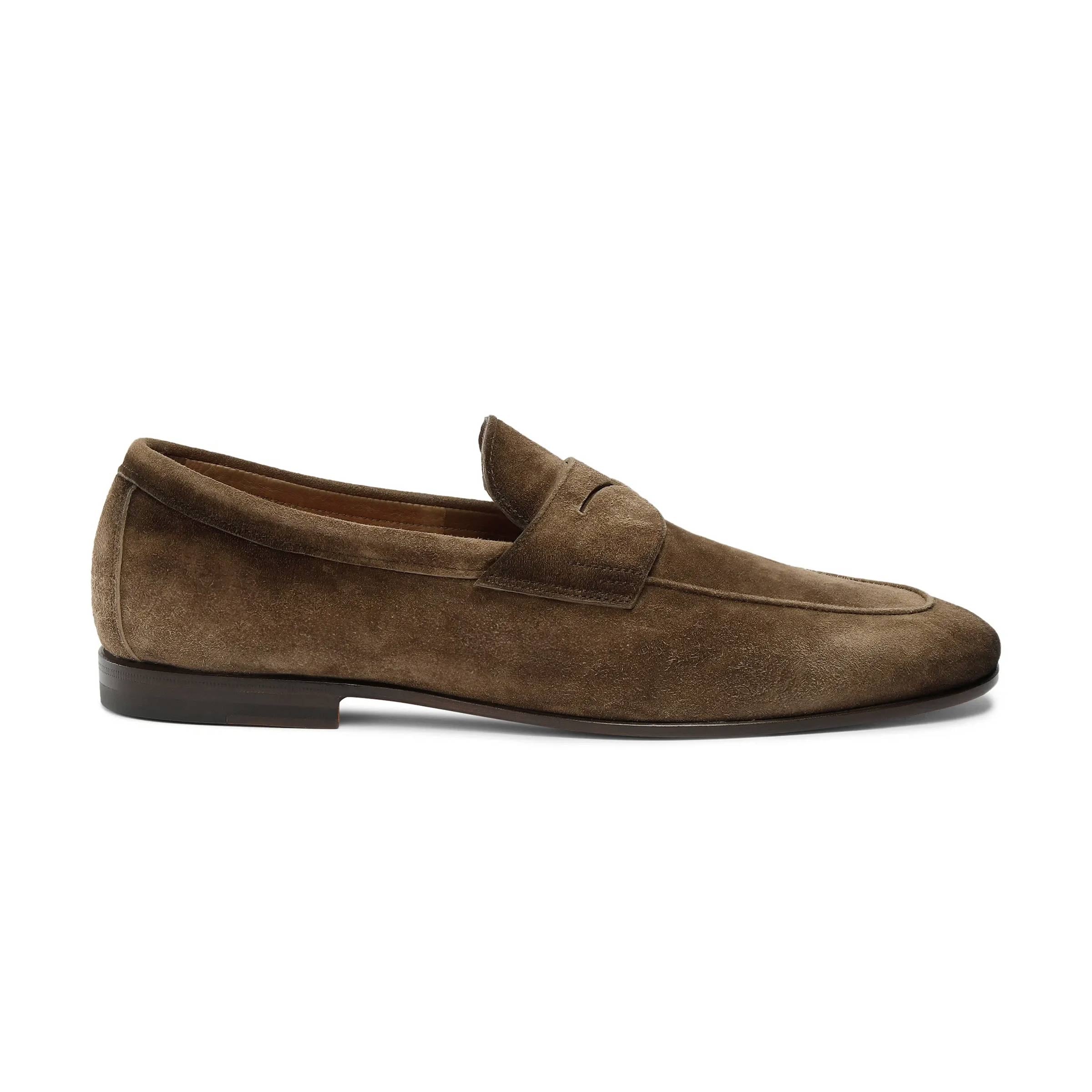 Santoni - Light Brown Suede Carlo Penny Loafer SHOES Santoni