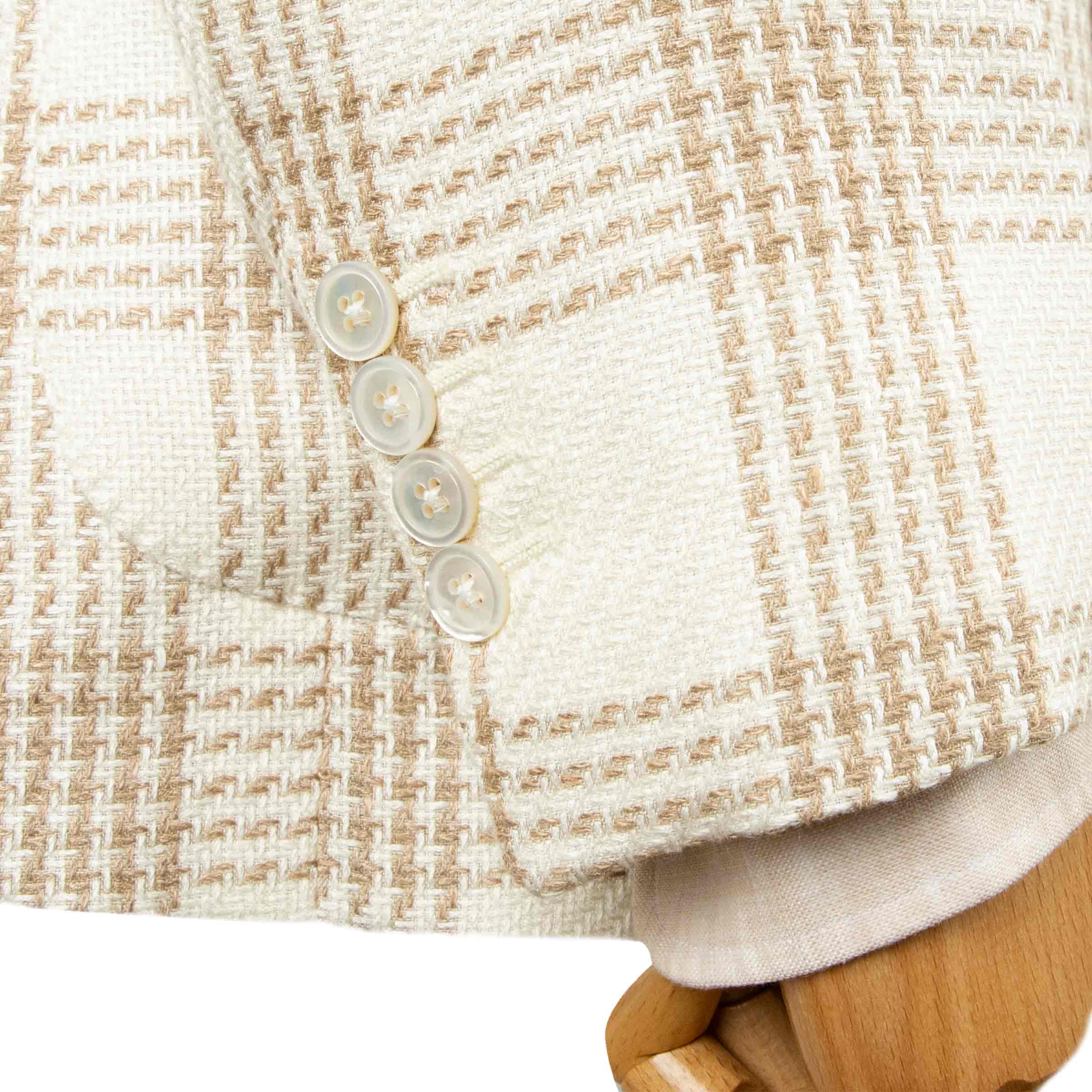 Belvest - Light Beige Check 'Jacket in Box' Silk, Linen and Cotton Unlined Jacket JACKETS Belvest