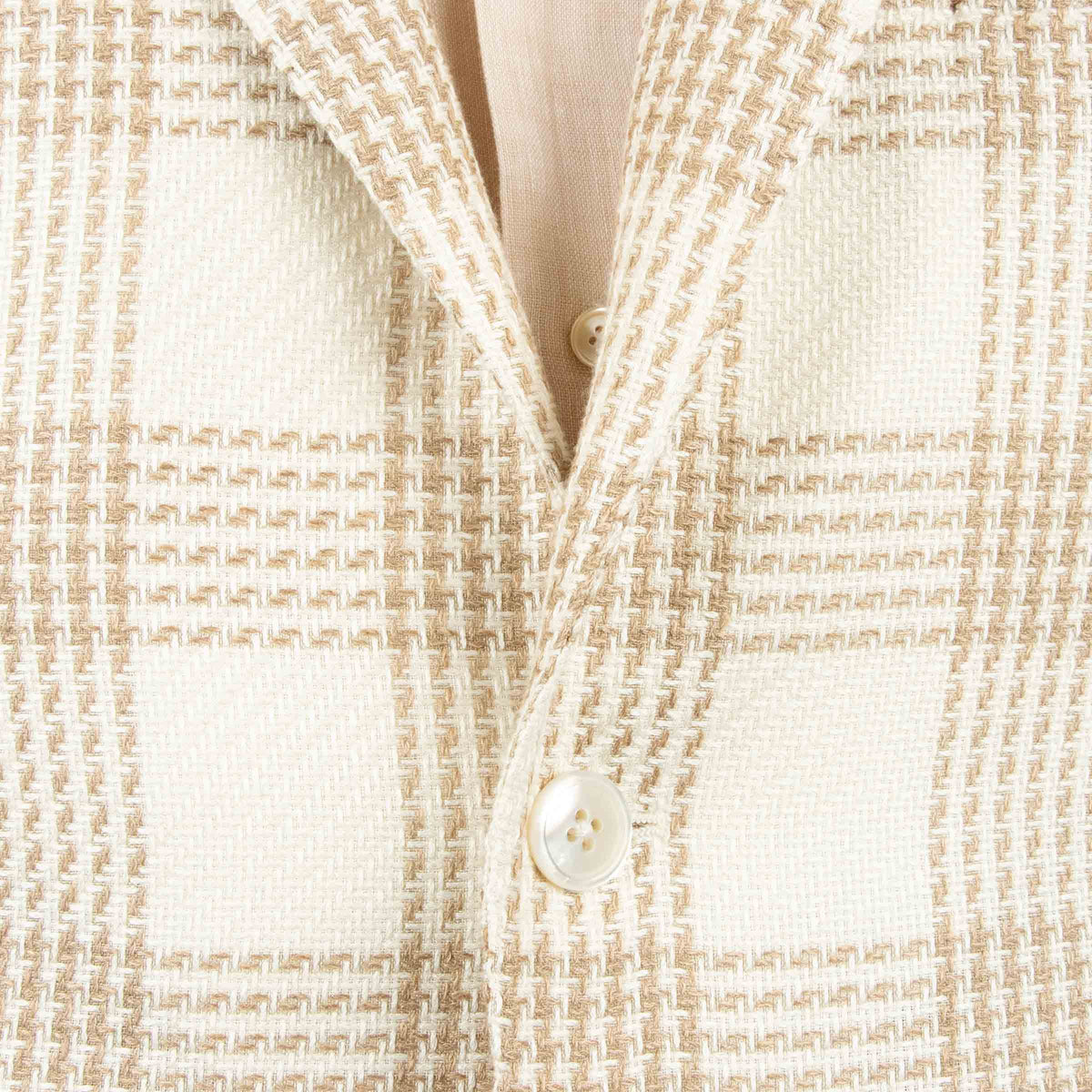 Belvest - Light Beige Check 'Jacket in Box' Silk, Linen and Cotton Unlined Jacket JACKETS Belvest