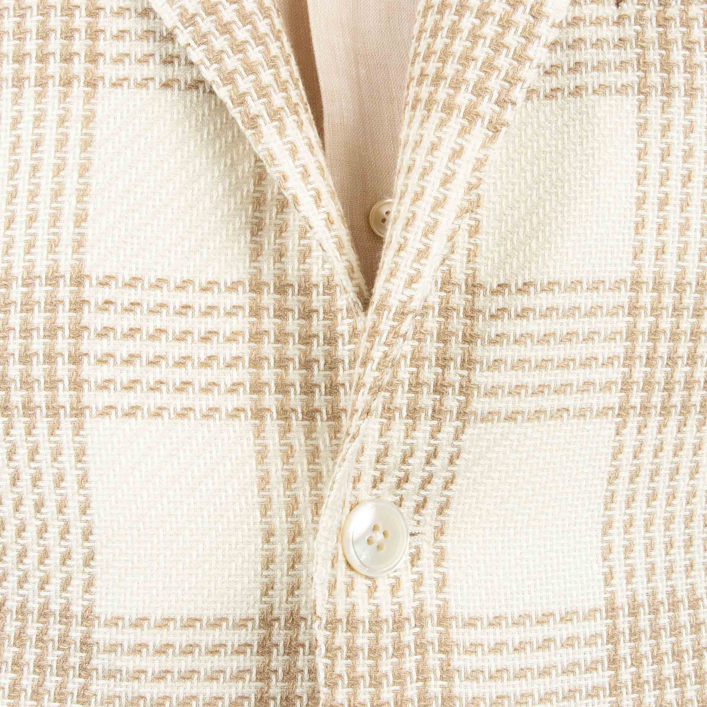 Belvest - Light Beige Check 'Jacket in Box' Silk, Linen and Cotton Unlined Jacket JACKETS Belvest