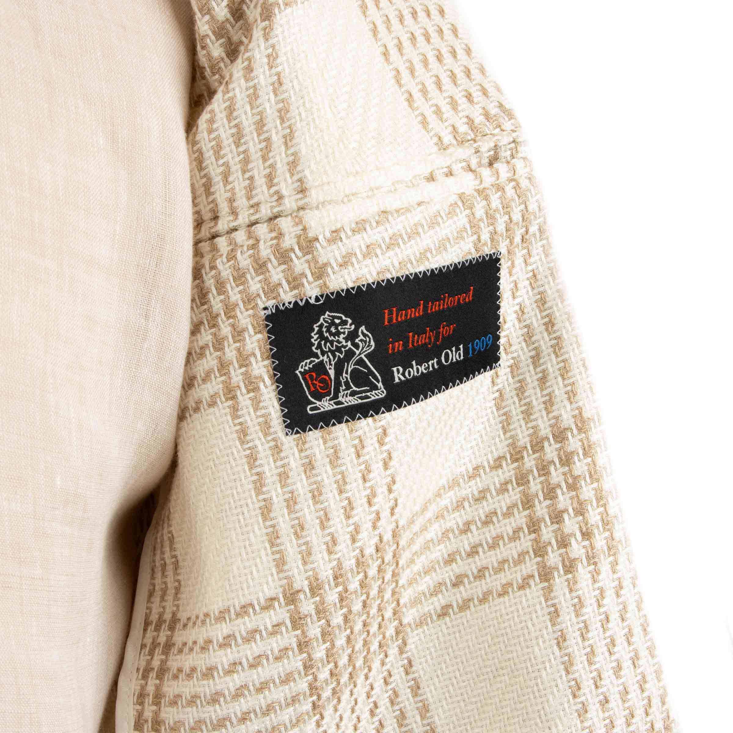 Belvest - Light Beige Check 'Jacket in Box' Silk, Linen and Cotton Unlined Jacket JACKETS Belvest