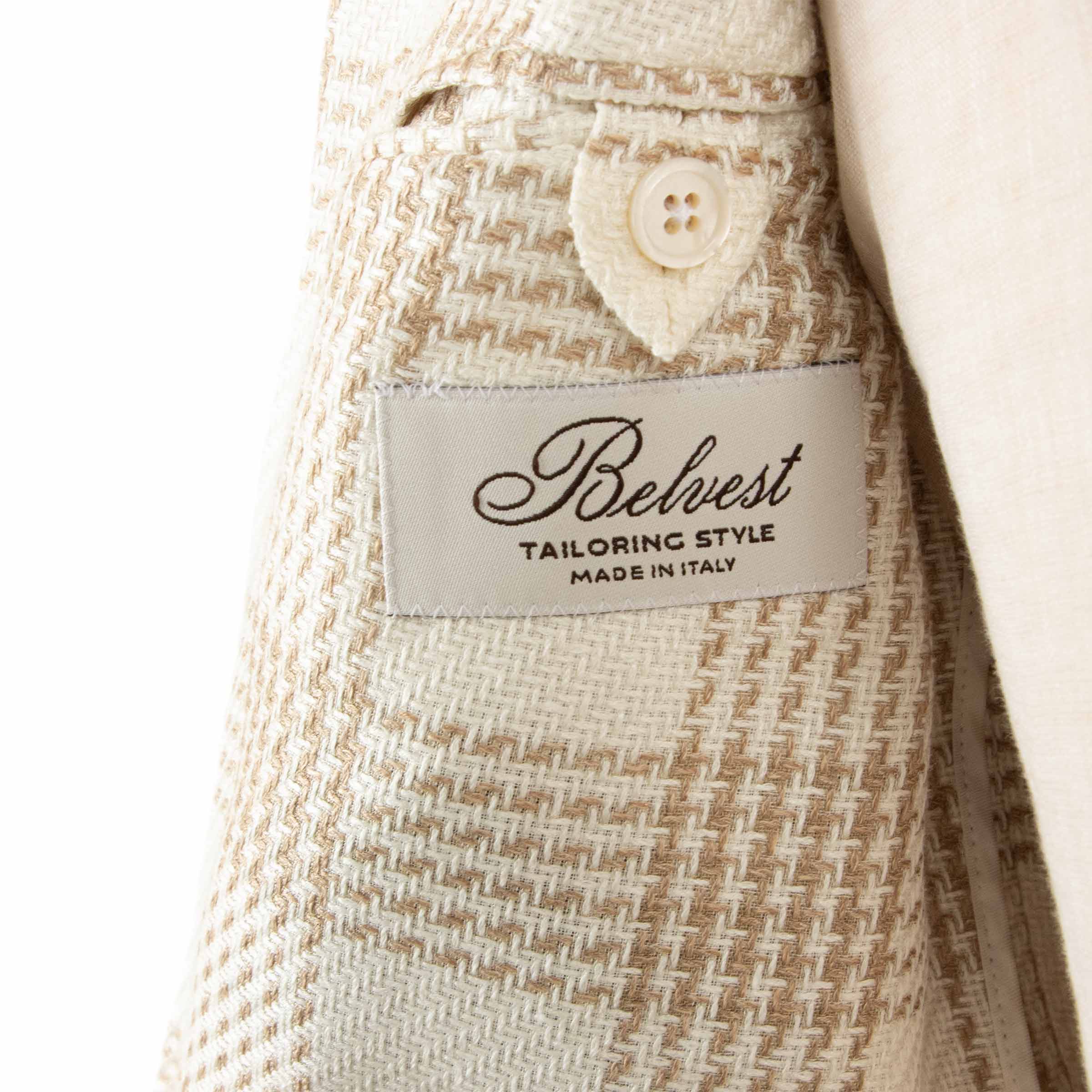 Belvest - Light Beige Check 'Jacket in Box' Silk, Linen and Cotton Unlined Jacket JACKETS Belvest
