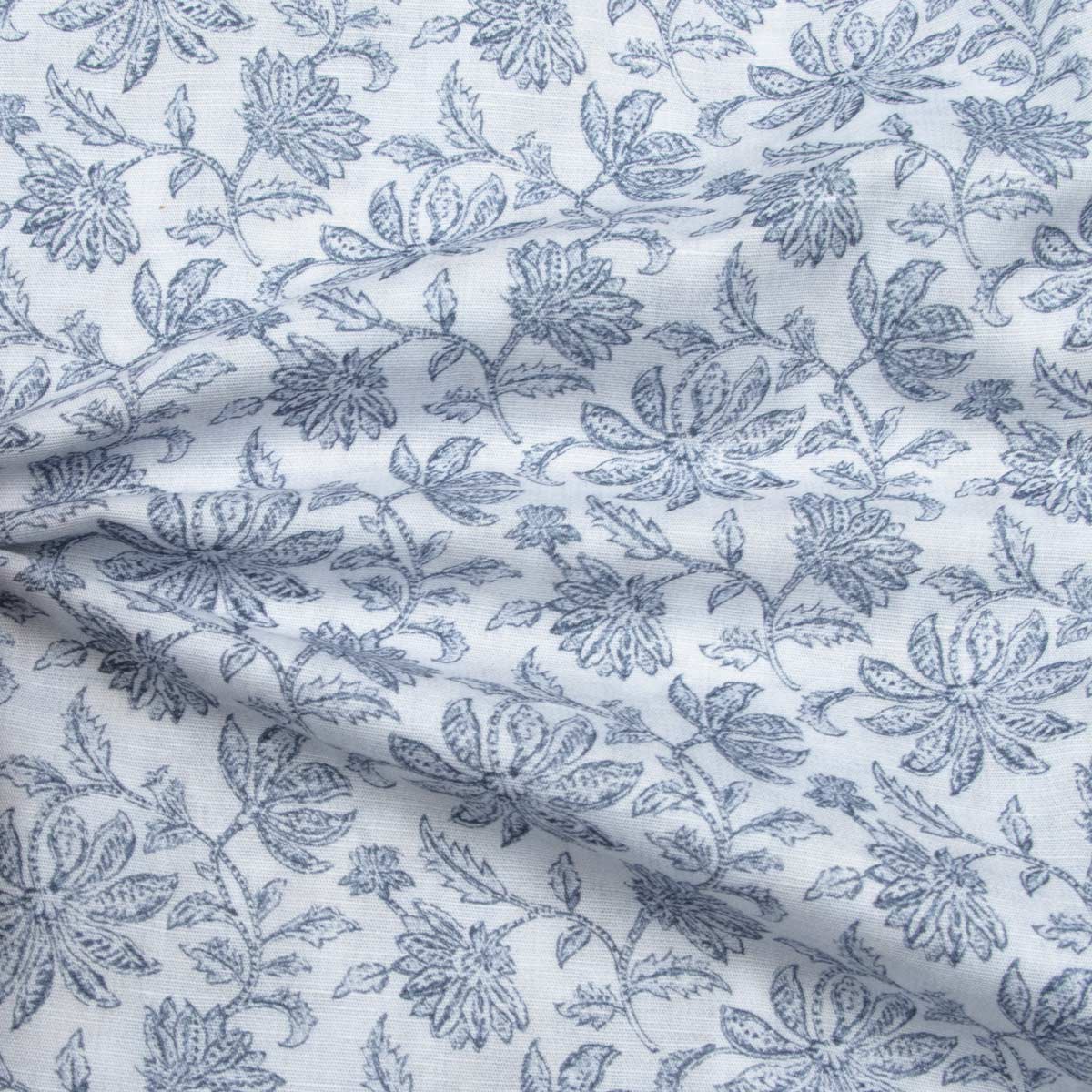 Robert Old - Navy Floral Italian Print Cotton &amp; Linen Long Sleeve Shirt L/S SHIRTS Robert Old