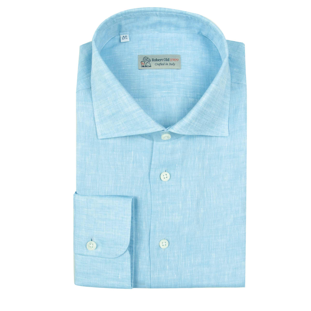 Light Blue Italian Linen Long Sleeve Shirt L/S SHIRTS Robert Old