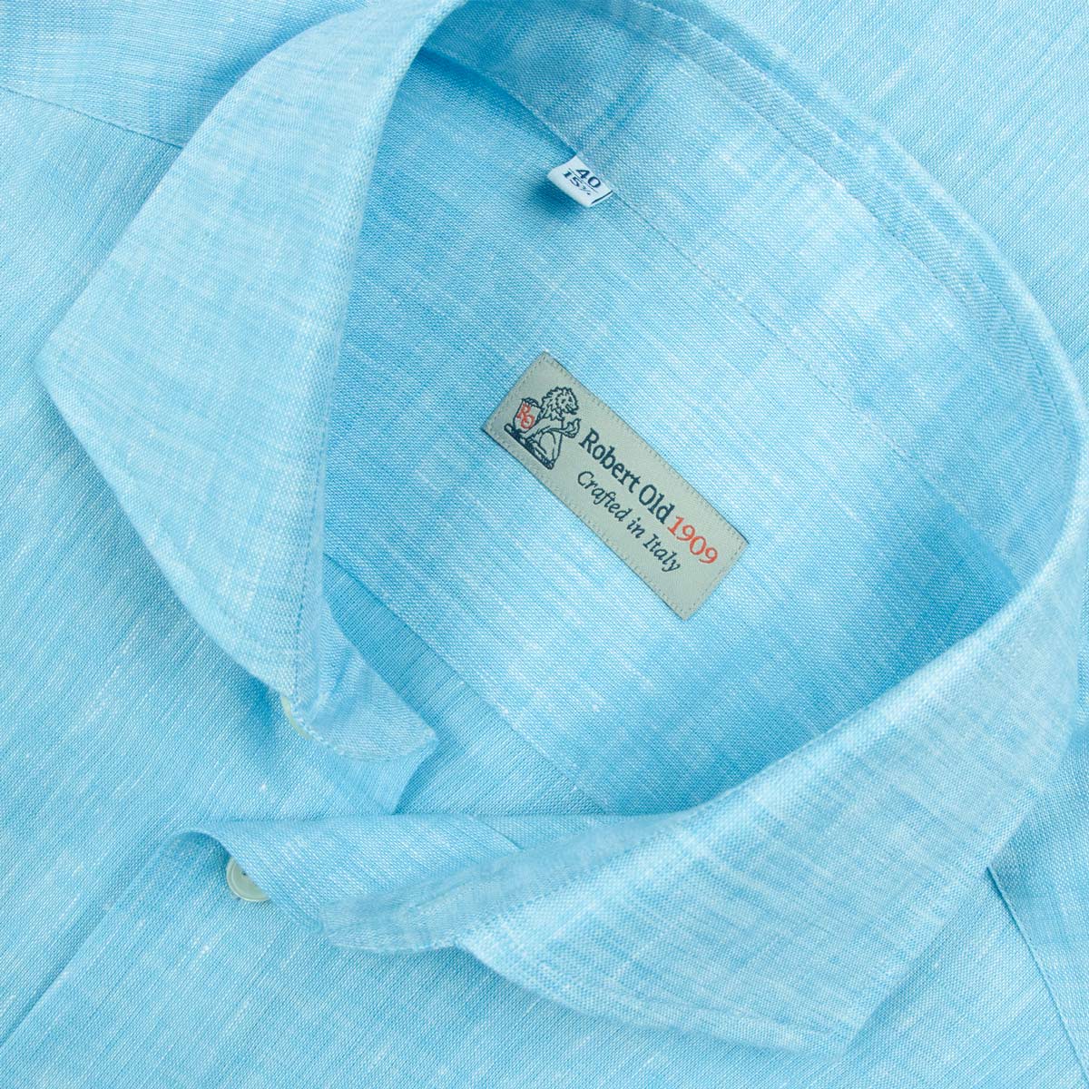 Light Blue Italian Linen Long Sleeve Shirt L/S SHIRTS Robert Old