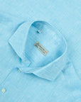 Light Blue Italian Linen Long Sleeve Shirt L/S SHIRTS Robert Old