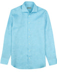 Light Blue Italian Linen Long Sleeve Shirt L/S SHIRTS Robert Old