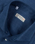 Navy Italian Linen Long Sleeve Shirt L/S SHIRTS Robert Old