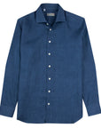 Navy Italian Linen Long Sleeve Shirt L/S SHIRTS Robert Old