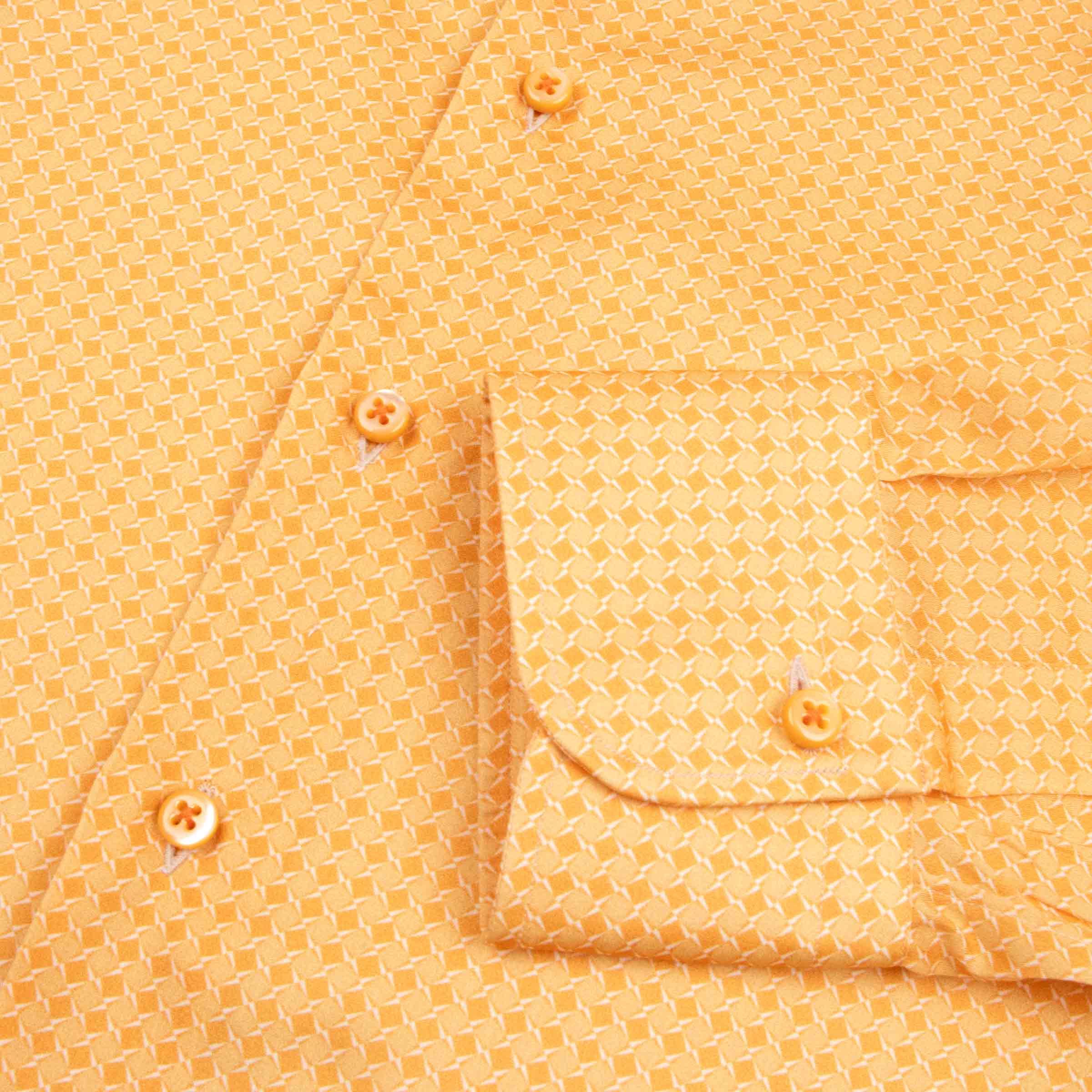 Robert Old - Orange Geometric Print Italian Cotton Long Sleeve Shirt L/S SHIRTS Robert Old