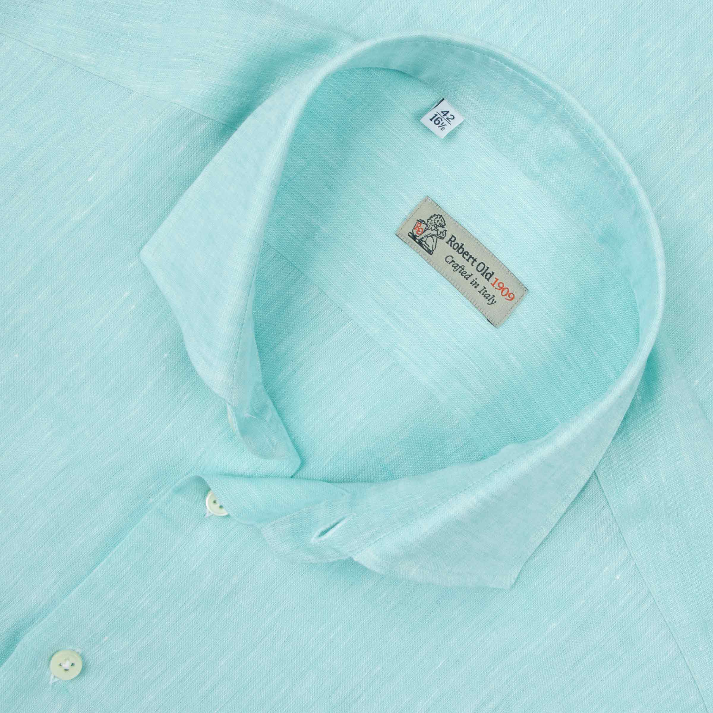 Robert Old - Turquoise Pure Linen Italian Short Sleeve Shirt S/S SHIRTS Robert Old