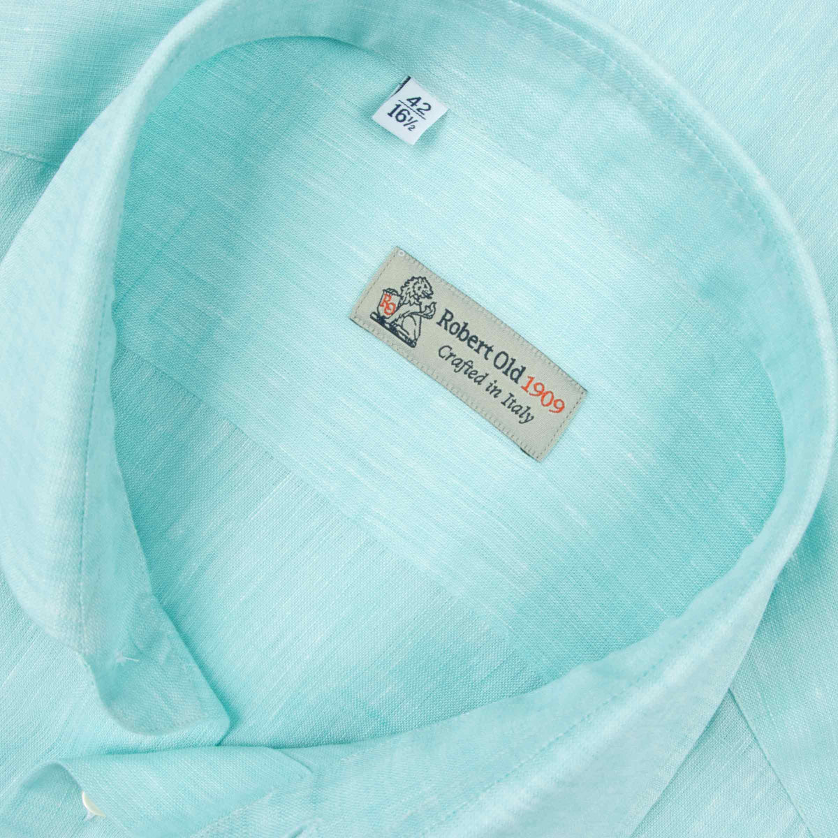 Turquoise Pure Linen Italian Short Sleeve Shirt S/S SHIRTS Robert Old