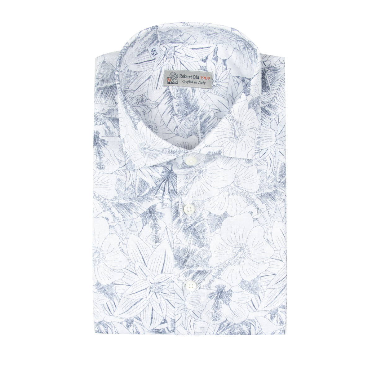 Robert Old - Dainty Floral Print Cotton & Linen Italian Short Sleeve Shirt S/S SHIRTS Robert Old