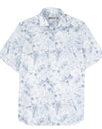 Robert Old - Blue Floral Italian Print Cotton & Linen Short Sleeve Shirt S/S SHIRTS Robert Old