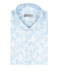 Robert Old - Light Blue Floral Print Italian Cotton & Linen Short Sleeve Shirt S/S SHIRTS Robert Old