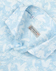 Robert Old - Light Blue Floral Print Italian Cotton & Linen Short Sleeve Shirt S/S SHIRTS Robert Old