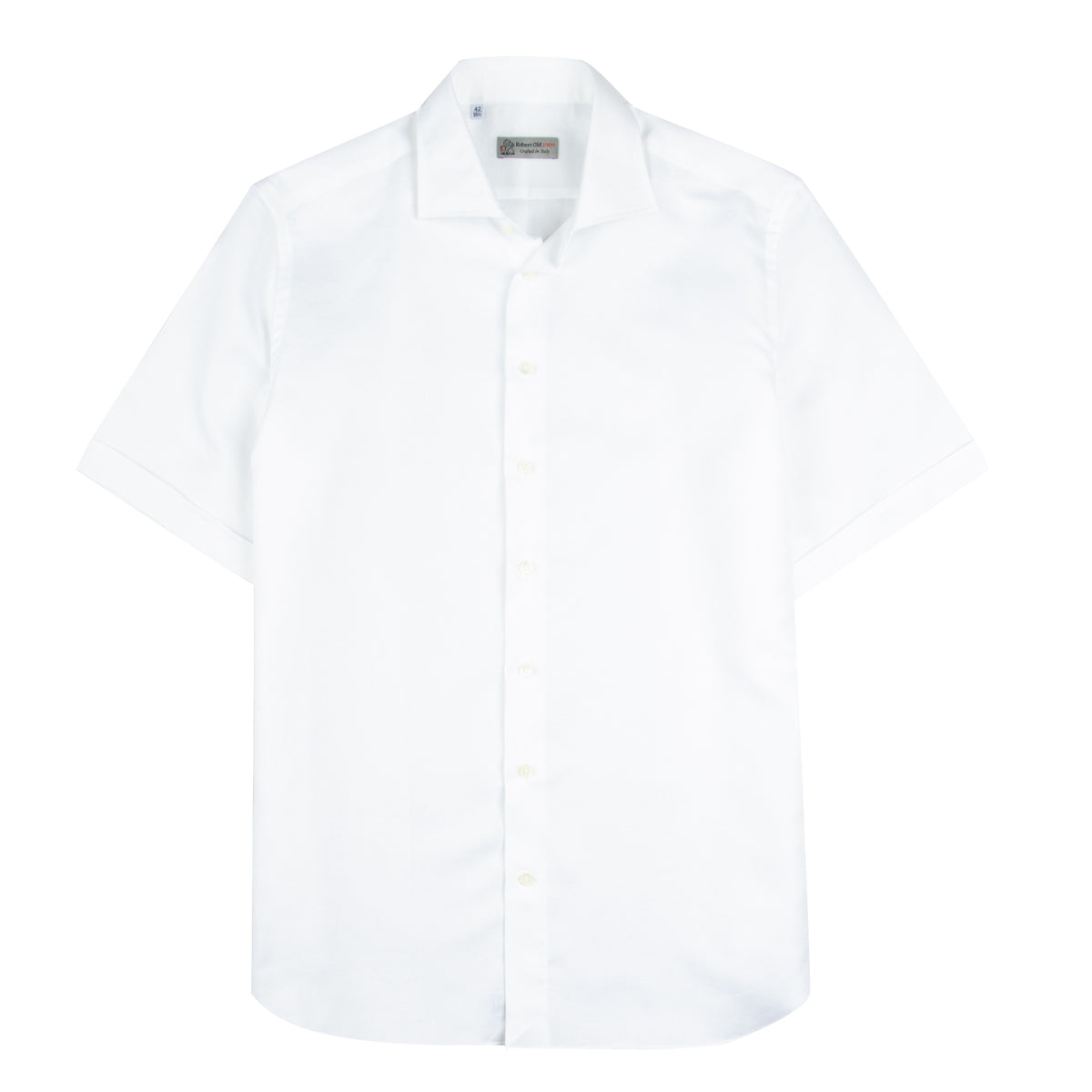 White Italian Cotton & Linen Short Sleeve Shirt S/S SHIRTS Robert Old
