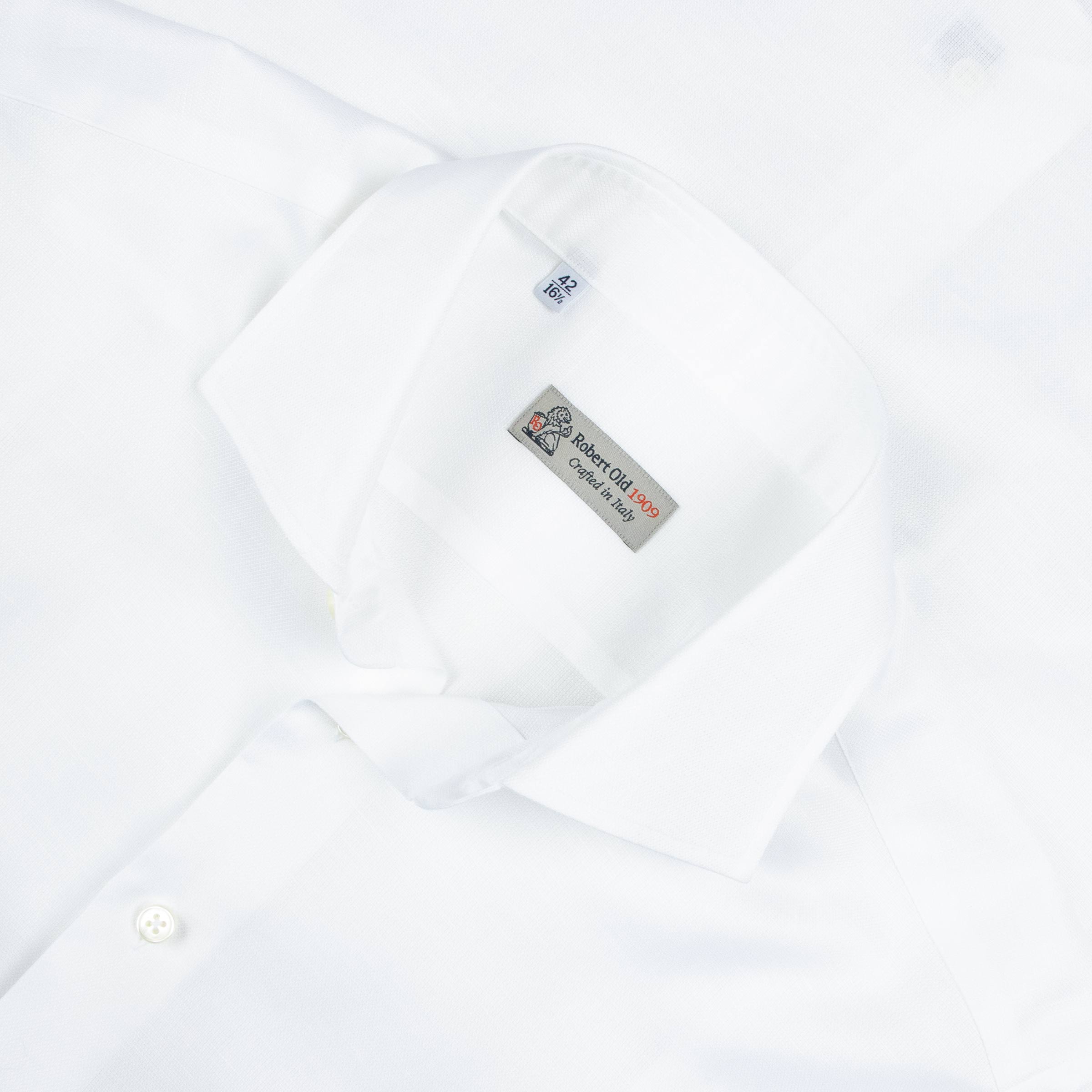 White Italian Cotton &amp; Linen Short Sleeve Shirt S/S SHIRTS Robert Old