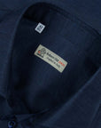 Navy Print Italian Cotton & Linen Short Sleeve Shirt S/S SHIRTS Robert Old