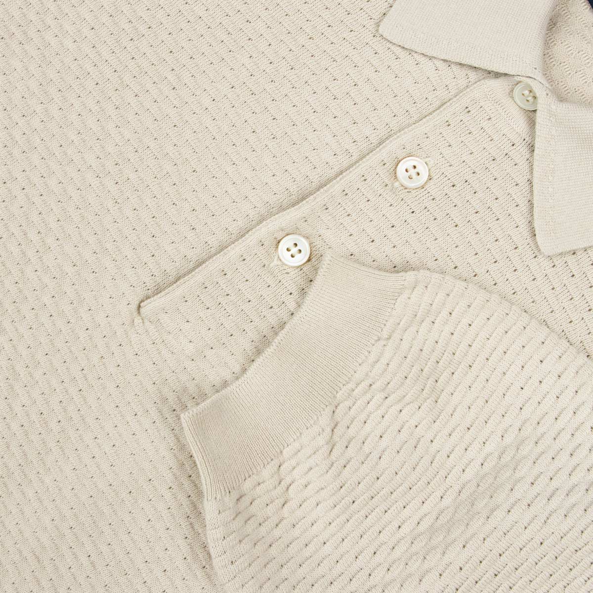 Robert Old - Natural Beige Pure Cotton Knit Short Sleeve Polo Shirt S/S POLOS Robert Old