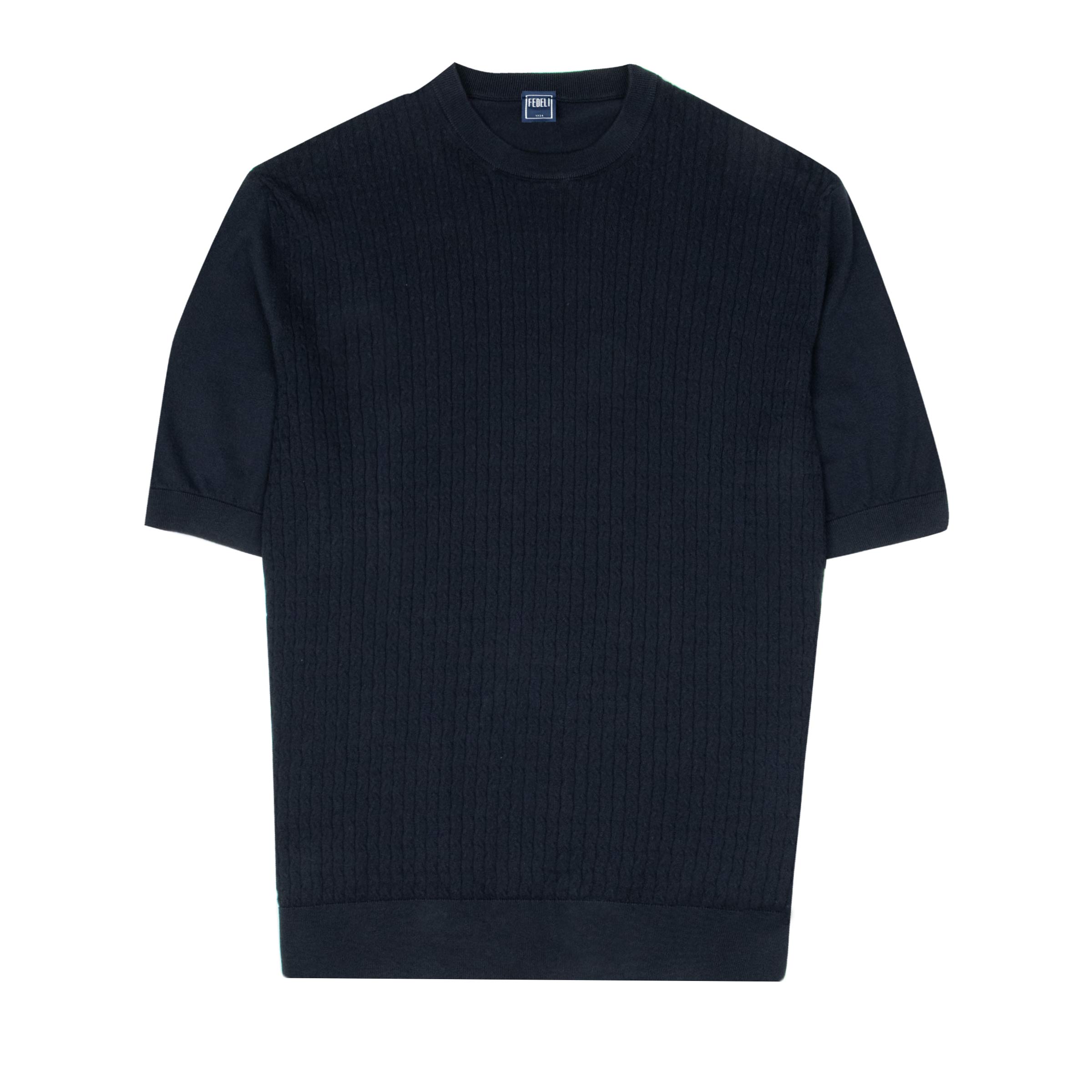 Fedeli - Midnight Blue Miguel Giza Knitted Cotton Crew Neck T