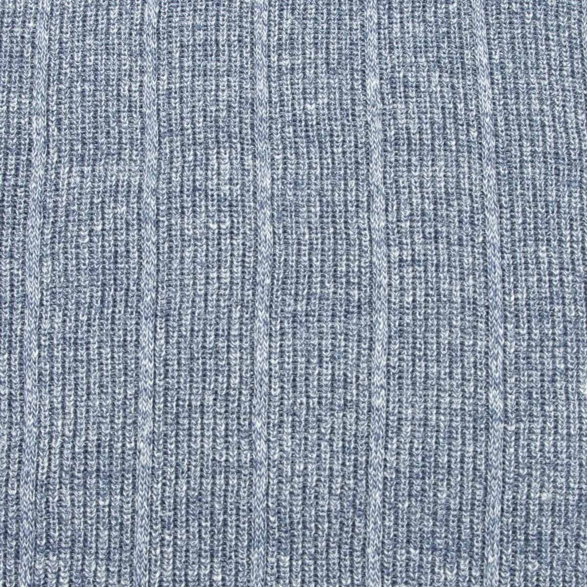 Fedeli - Denim Blue Dodo Cotton and Linen Ribbed Polo S/S POLOS FEDELI