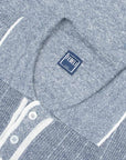 Fedeli - Denim Blue Dodo Cotton and Linen Ribbed Polo S/S POLOS FEDELI