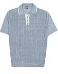 Fedeli - Denim Blue Dodo Cotton and Linen Ribbed Polo S/S POLOS FEDELI