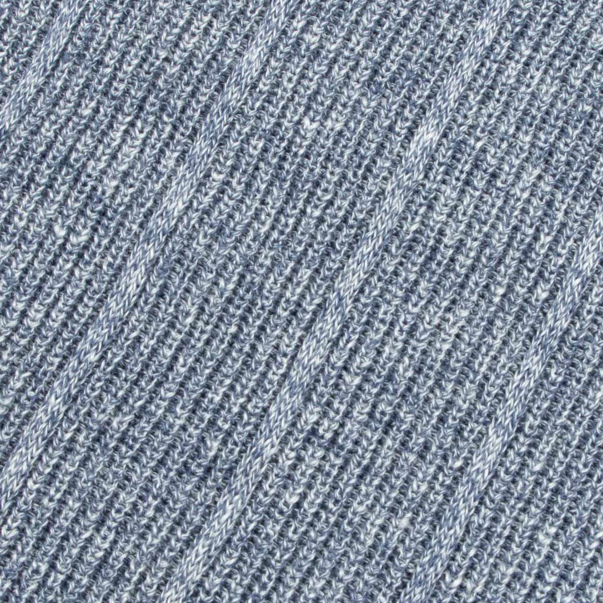 Fedeli - Denim Blue Dodo Cotton and Linen Ribbed Polo S/S POLOS FEDELI