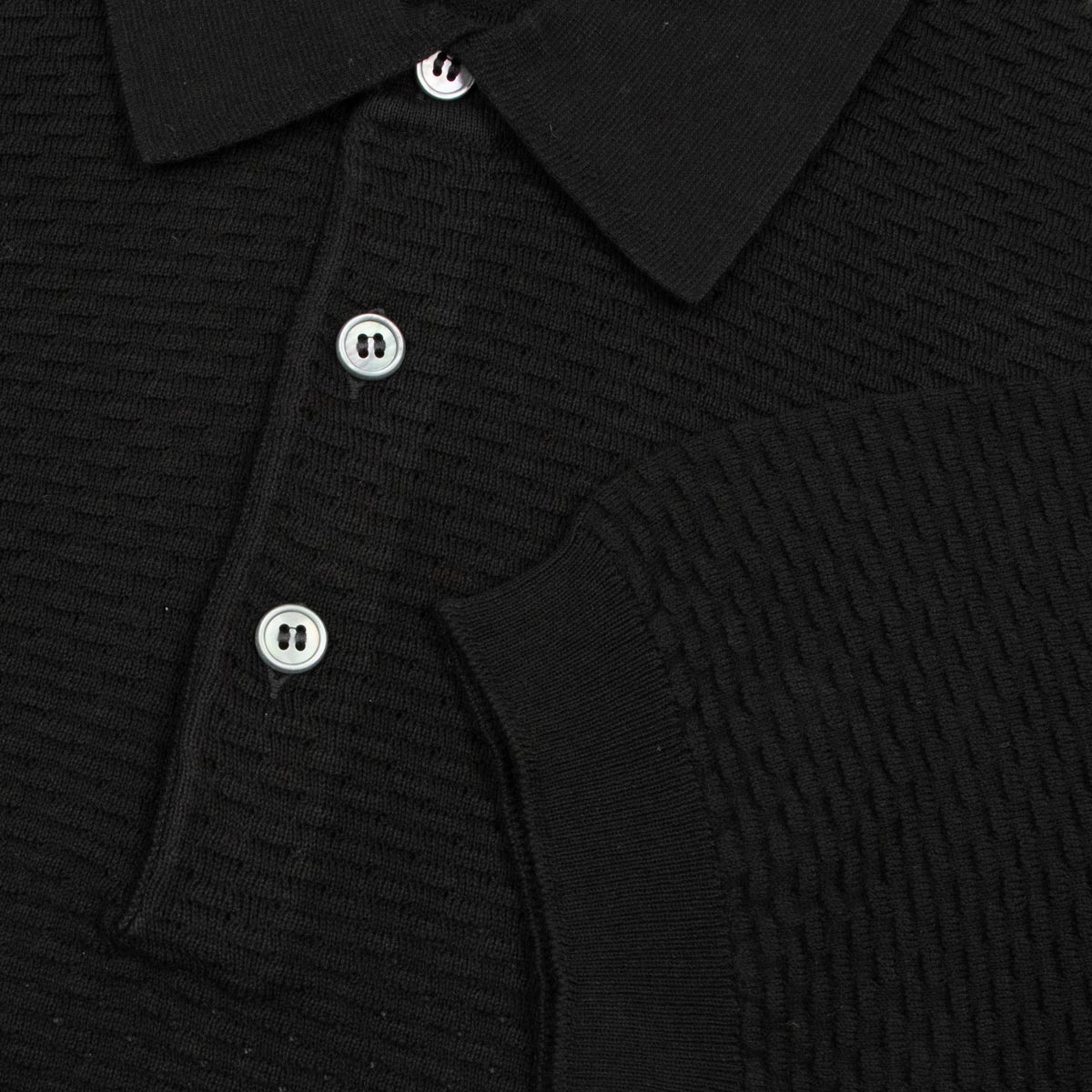 Robert Old - Black Pure Cotton Knit Short Sleeve Polo Shirt S/S POLOS Robert Old