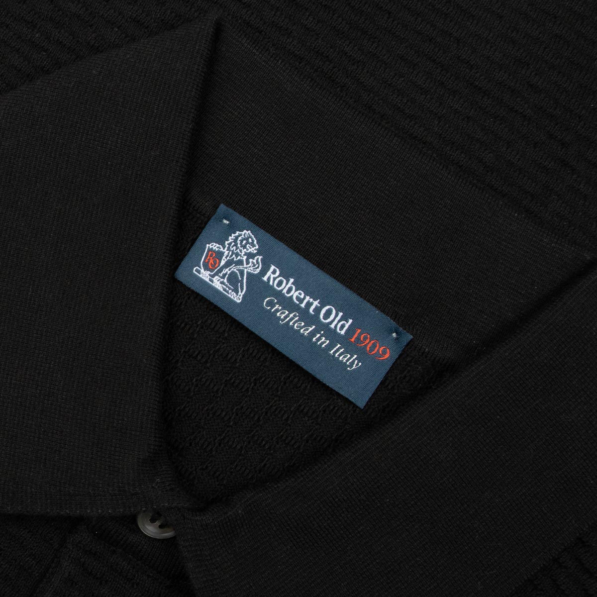 Robert Old - Black Pure Cotton Knit Short Sleeve Polo Shirt S/S POLOS Robert Old