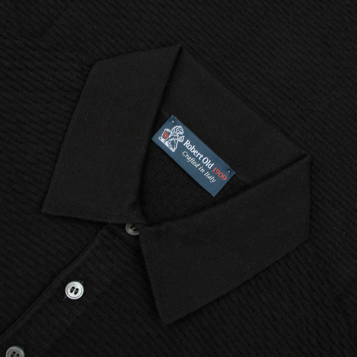 Robert Old - Black Pure Cotton Knit Short Sleeve Polo Shirt S/S POLOS Robert Old