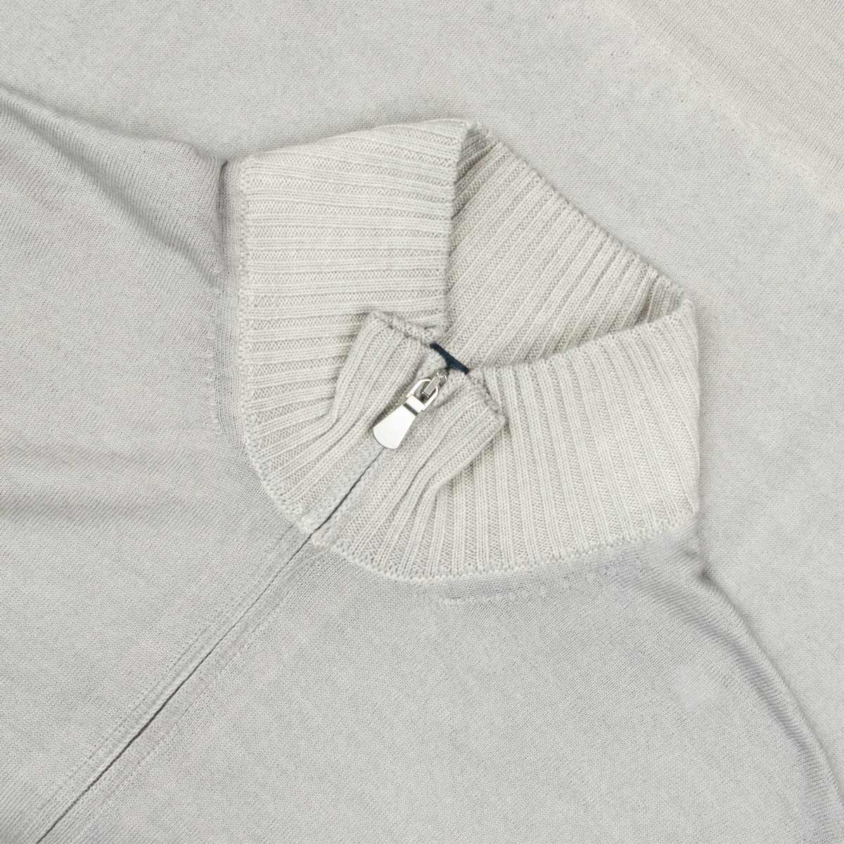 Robert Old - Light Grey 100% Virgin Wool Long Sleeve Zip Neck Sweater KNITWEAR Robert Old