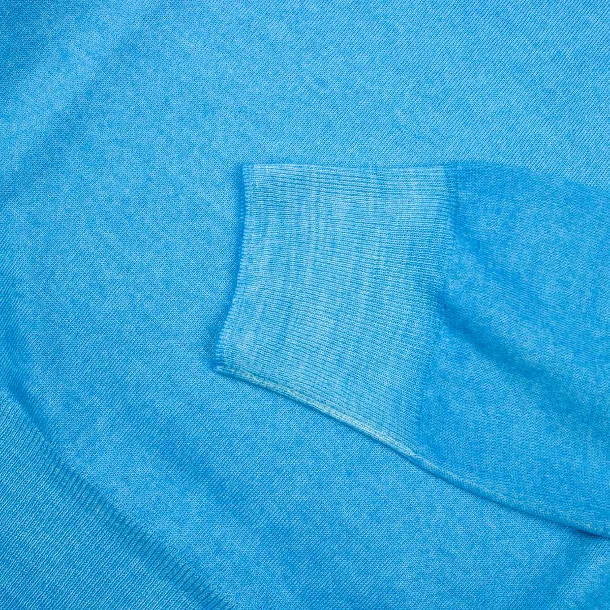 Robert Old - Bright Blue 100% Virgin Wool Long Sleeve Zip Neck Sweater KNITWEAR Robert Old