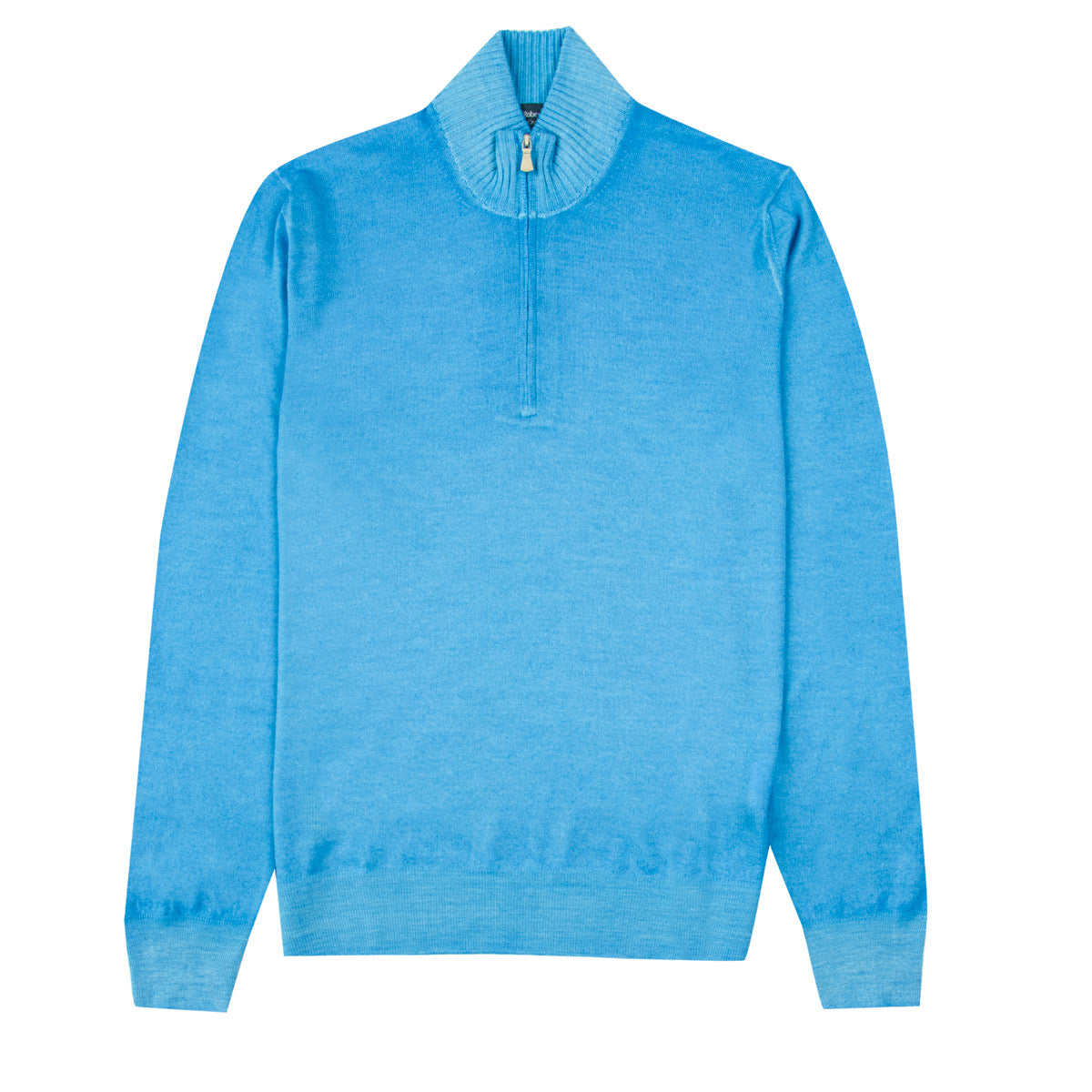 Robert Old - Bright Blue 100% Virgin Wool Long Sleeve Zip Neck Sweater KNITWEAR Robert Old
