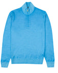 Robert Old - Bright Blue 100% Virgin Wool Long Sleeve Zip Neck Sweater KNITWEAR Robert Old