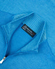 Robert Old - Bright Blue 100% Virgin Wool Long Sleeve Zip Neck Sweater KNITWEAR Robert Old
