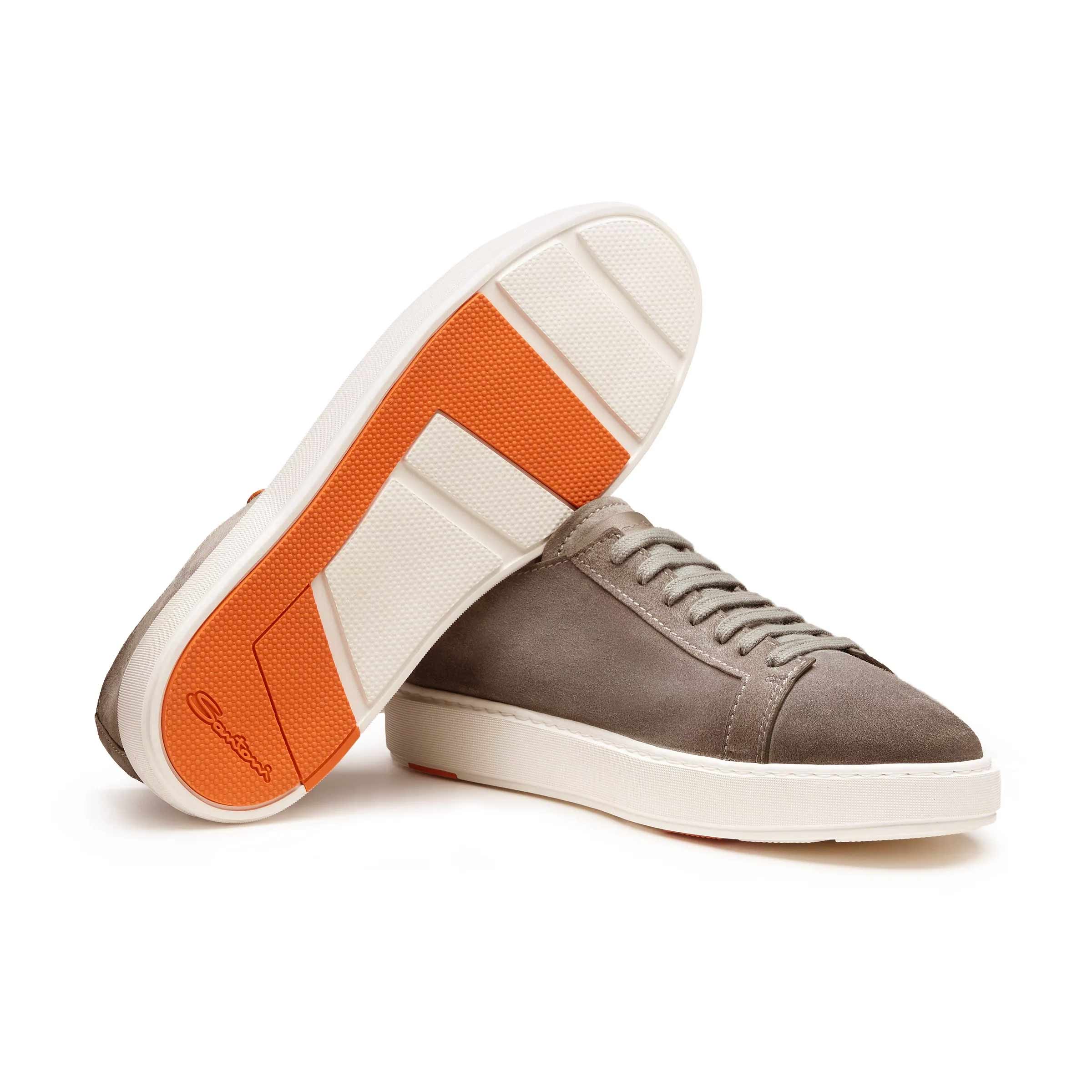 Santoni - Beige Seta Suede Low Top Sneaker SHOES Santoni